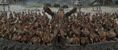 [Wookies, wookies everywhere; not an ewok to sink.]